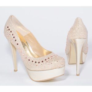 Golden High Heel Pumps, Size 15